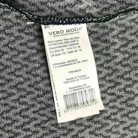 Vero Moda  Silver Black Mini Skirt size M Sparkly Geometric design 90s Y2k Party - Picture 9 of 14